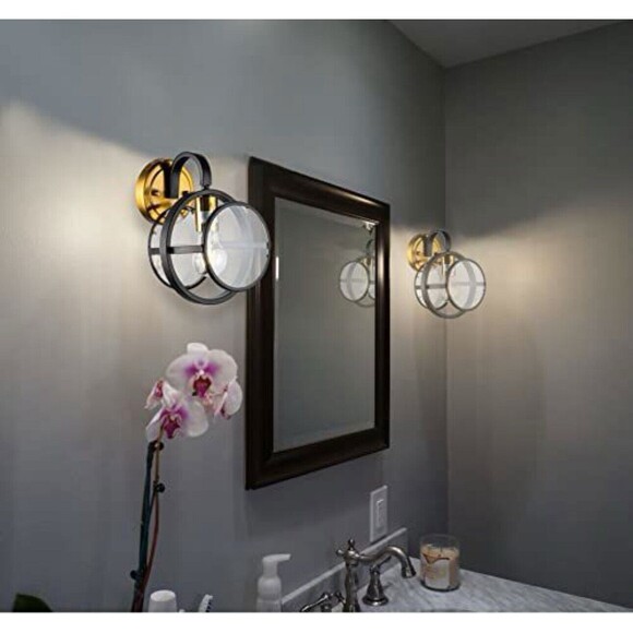 Wall Light Lamp Clear Glass Matte Black 11”x8”x8” Dimmable Steampunk Vintage - Picture 3 of 3